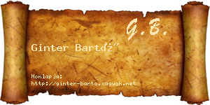 Ginter Bartó névjegykártya